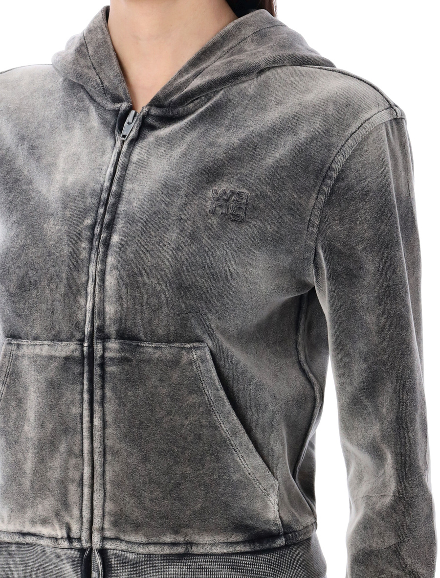 Velour zip-up hoodie - Spazio Pritelli