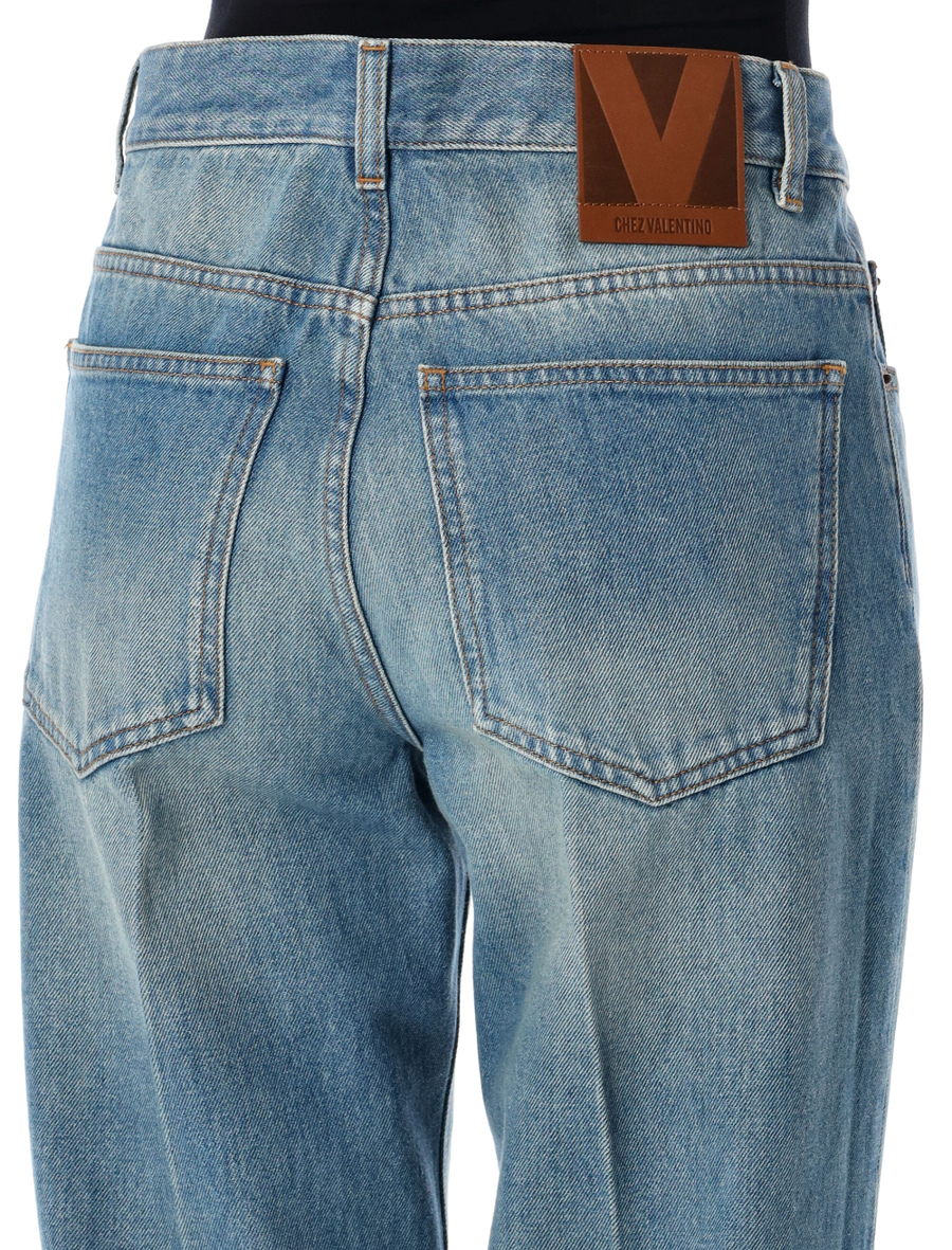 Jacquard trims denim pant - Spazio Pritelli