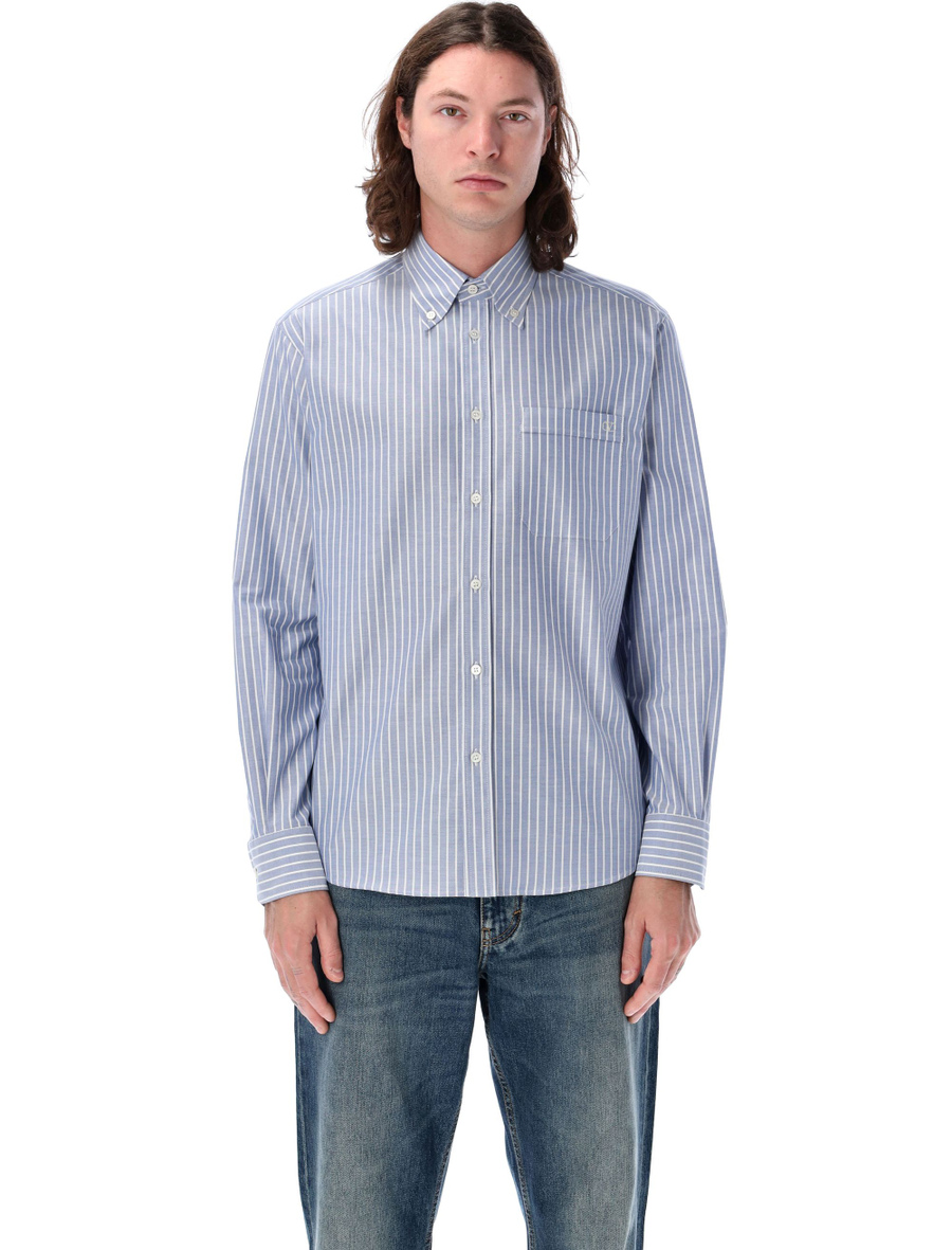 VLogo embroidered cotton shirt - Spazio Pritelli