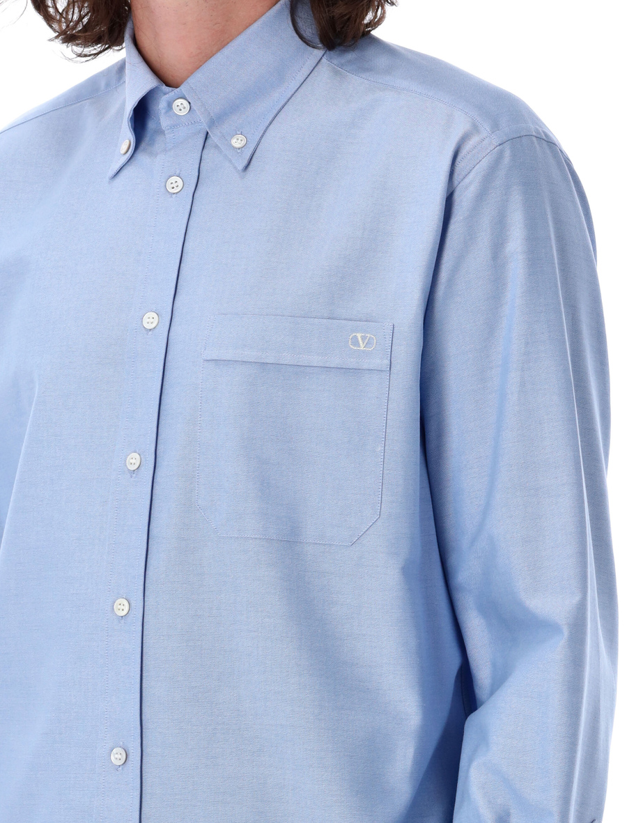VLogo embroidered cotton shirt - Spazio Pritelli
