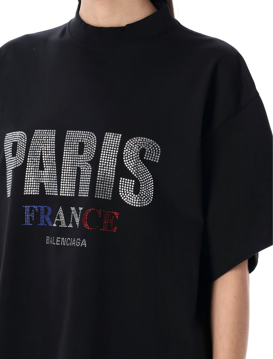 Paris strass oversized t-shirt - Spazio Pritelli