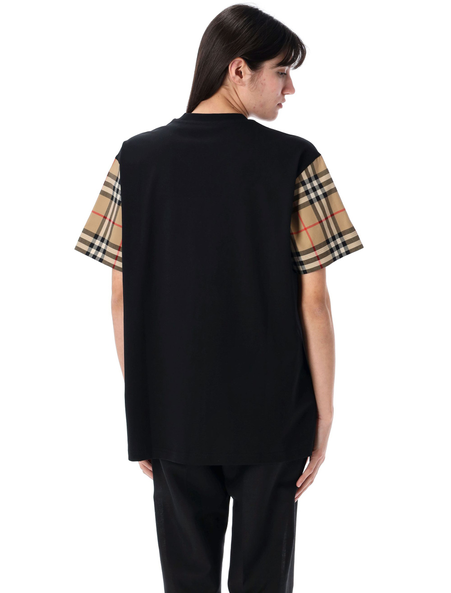 Check sleeve cotton t-shirt - Spazio Pritelli