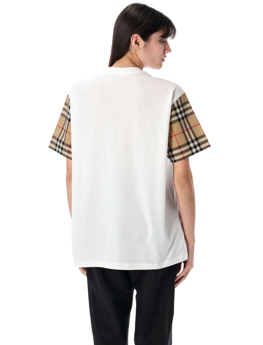 Check sleeve cotton t-shirt - Spazio Pritelli