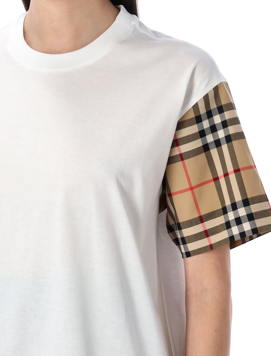 Check sleeve cotton t-shirt - Spazio Pritelli