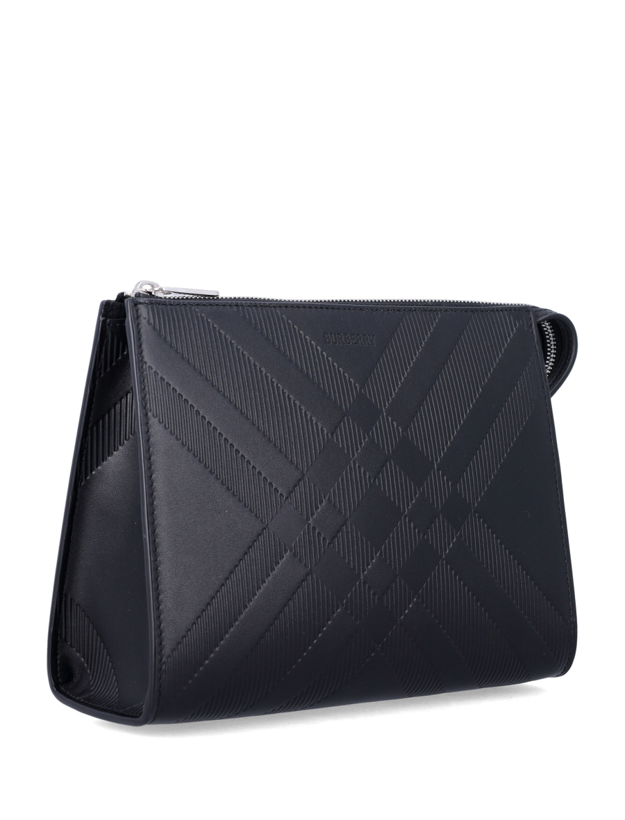 Embossed check leather pouch - Spazio Pritelli