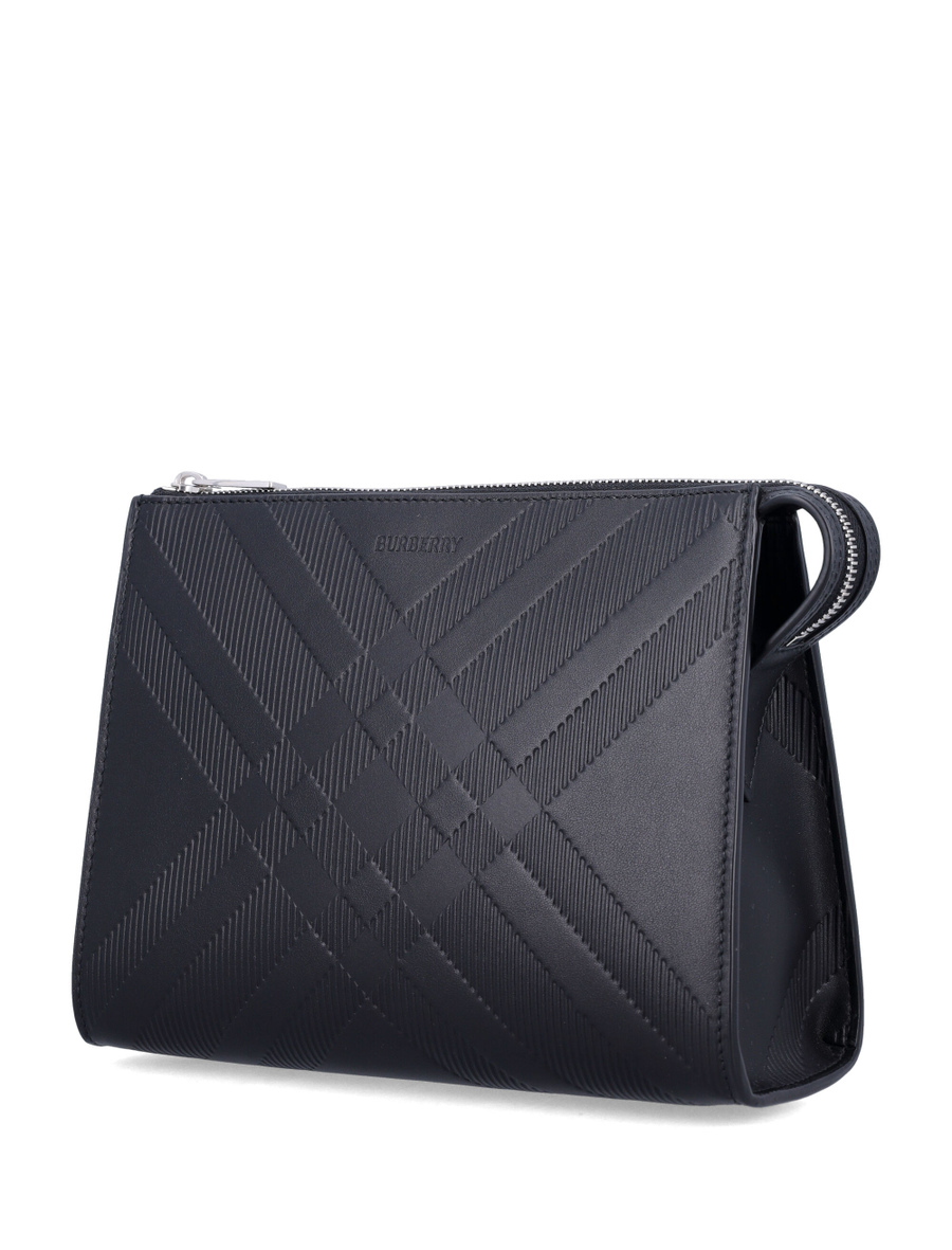 Embossed check leather pouch - Spazio Pritelli