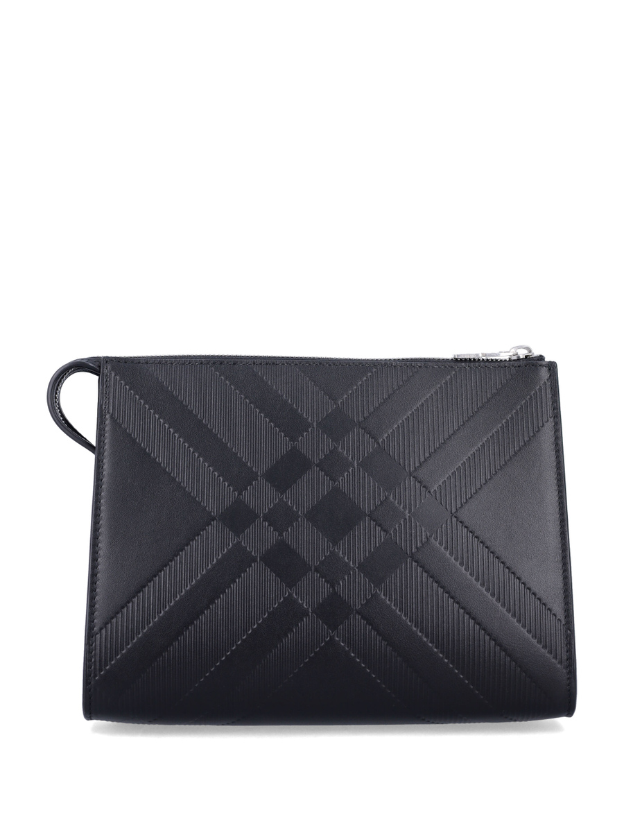 Embossed check leather pouch - Spazio Pritelli