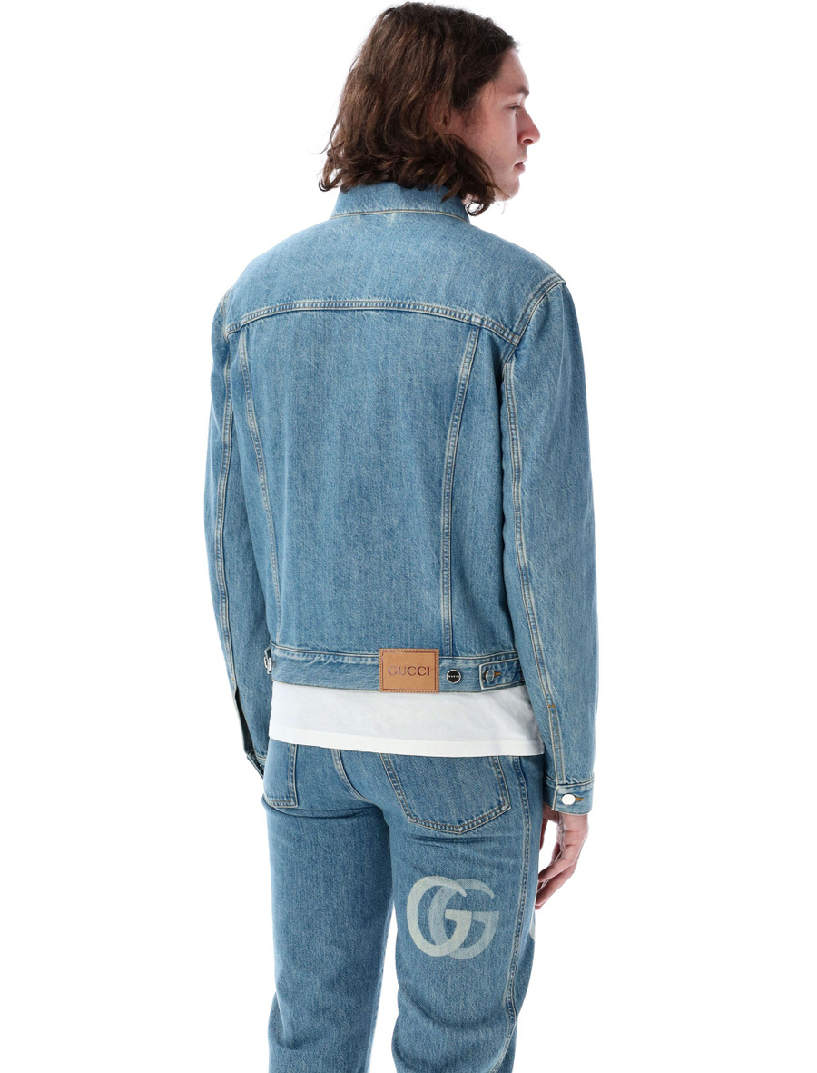 Lasered Double G denim jacket - Spazio Pritelli