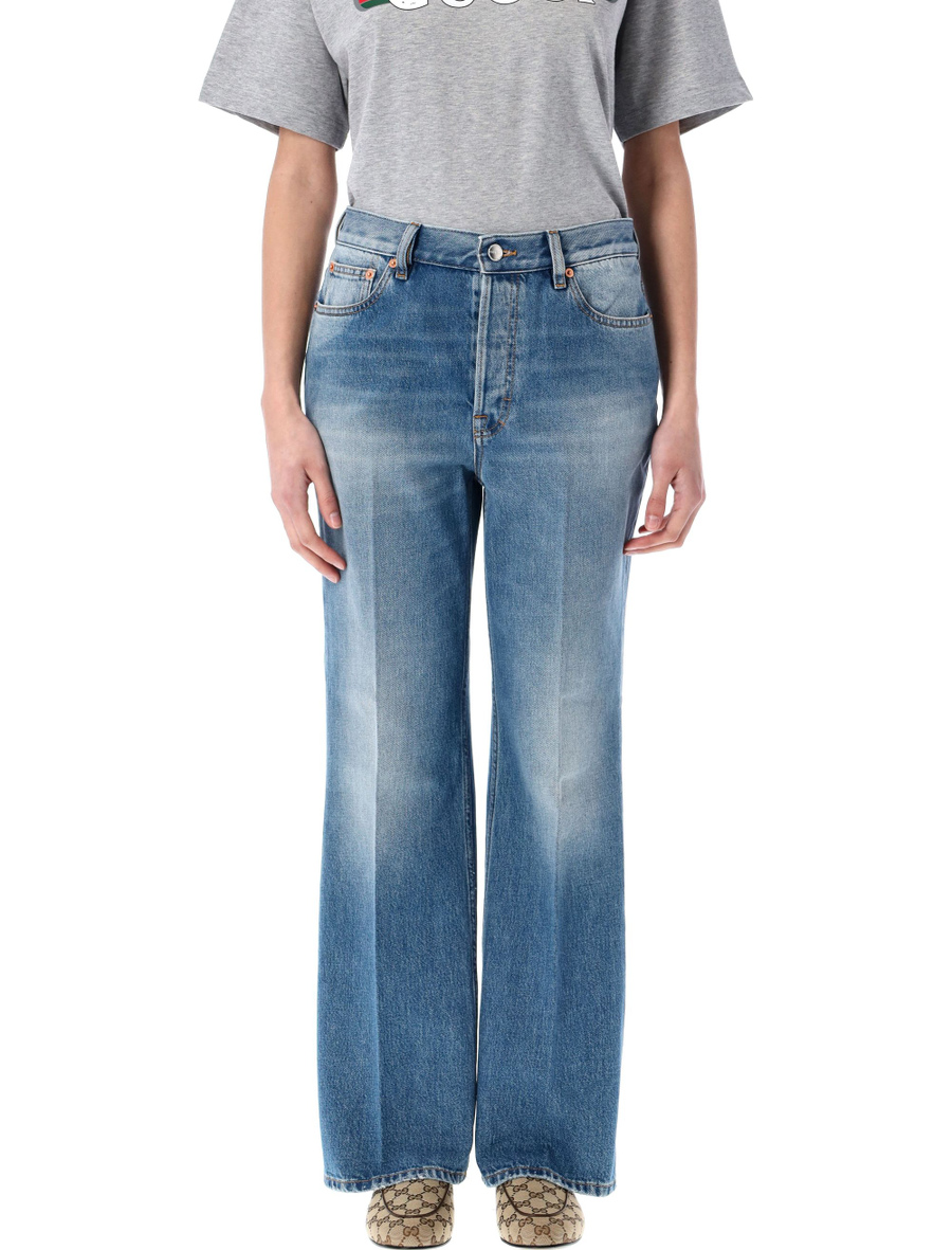Cropped flared denim pant - Spazio Pritelli