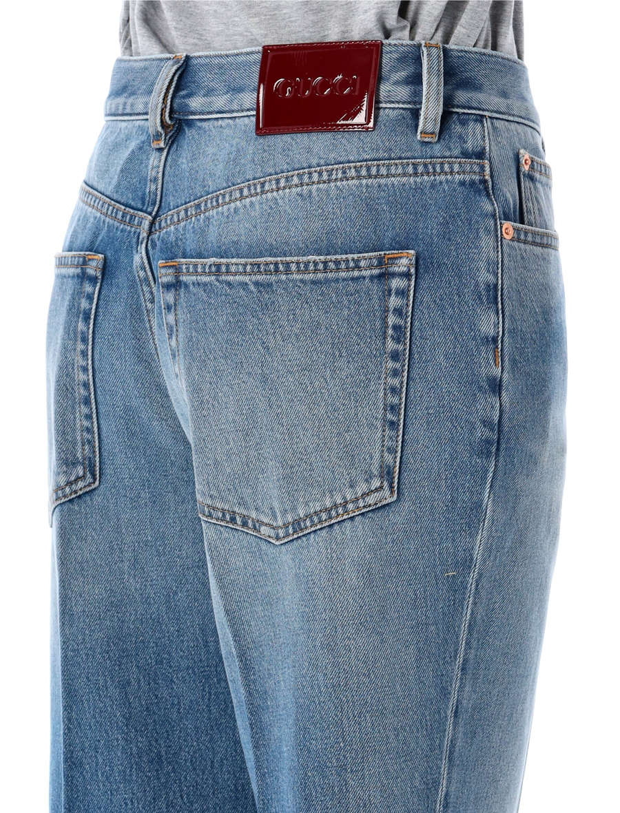 Cropped flared denim pant - Spazio Pritelli