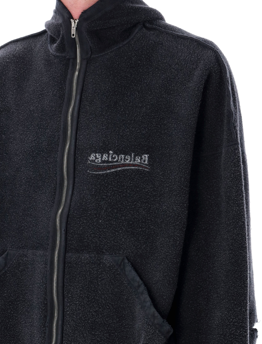 Political campaign inside-out zipped hoodie - Spazio Pritelli