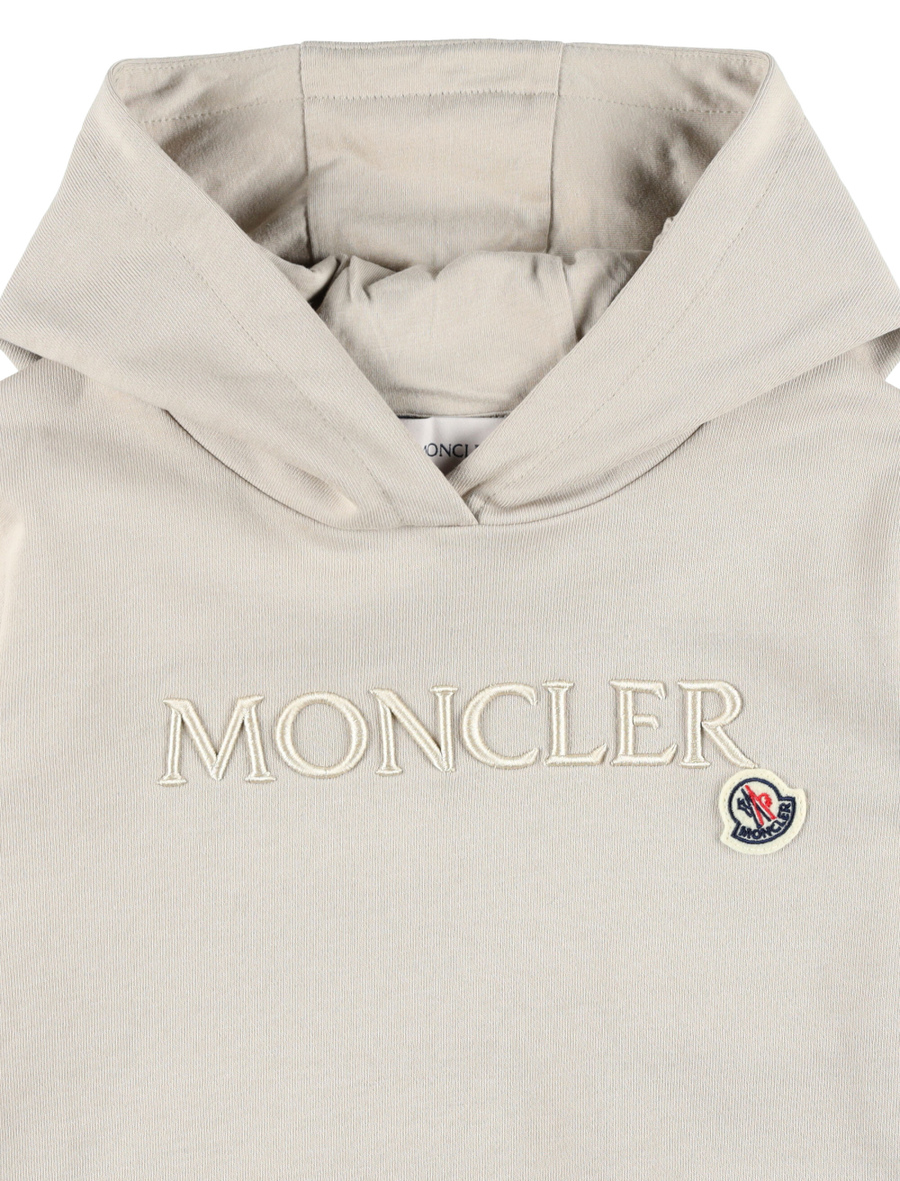 Kid - Embroidered tonal logo cotto hoodie - Spazio Pritelli