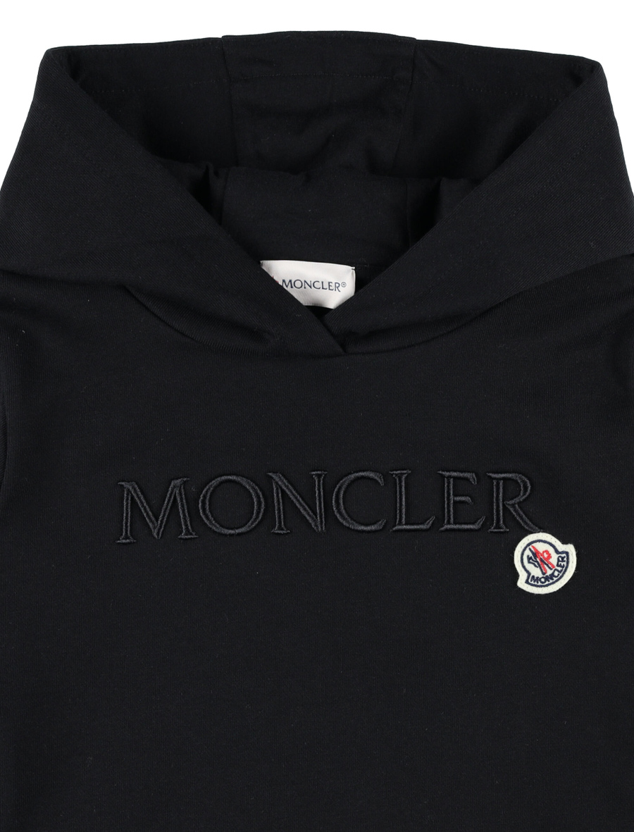 Kid - Embroidered tonal logo cotto hoodie - Spazio Pritelli