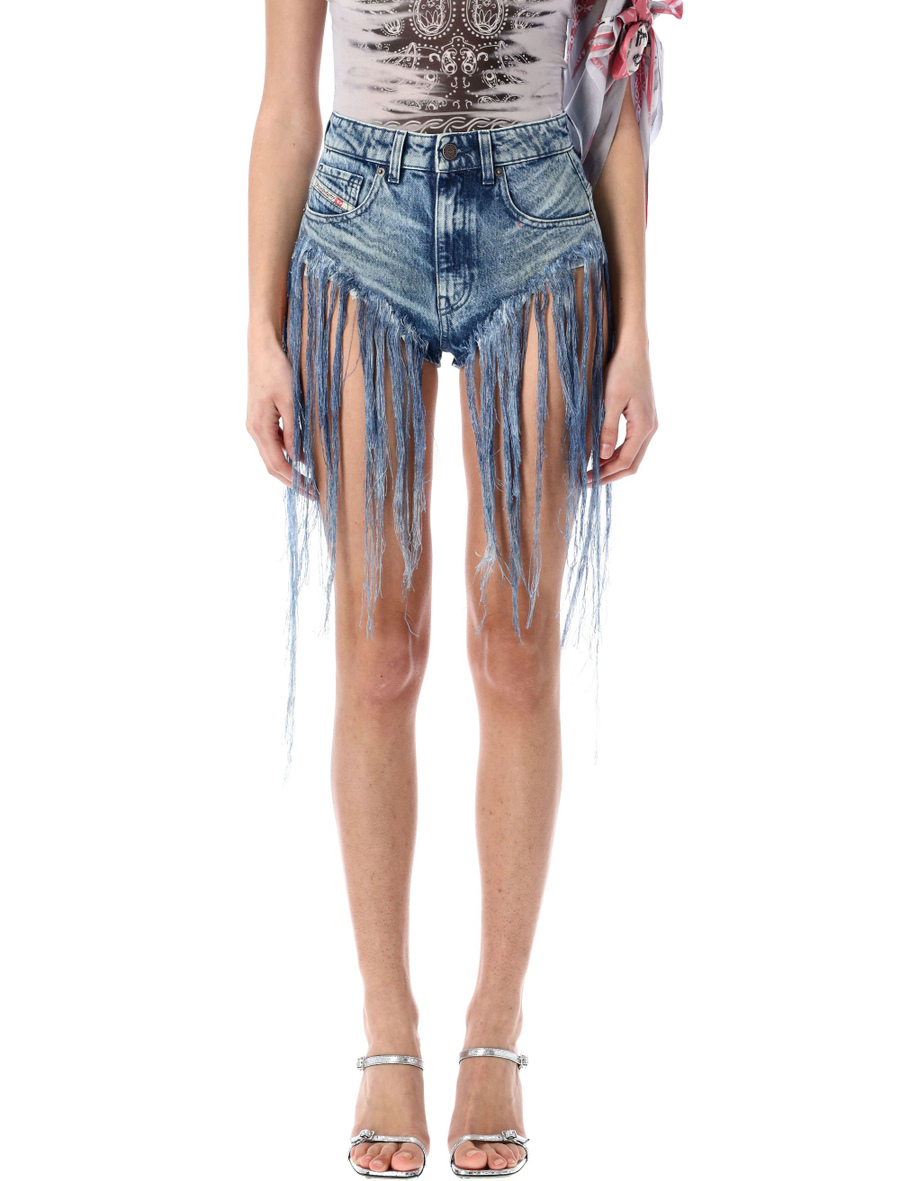 De-Jizz fringed denim shorts - Spazio Pritelli