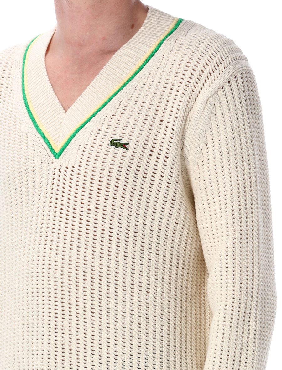 V-Neck striped tennis sweater - Spazio Pritelli
