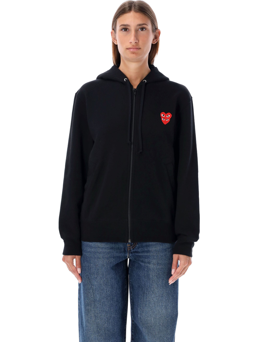 Zipped hoodie with double heart patch - Spazio Pritelli