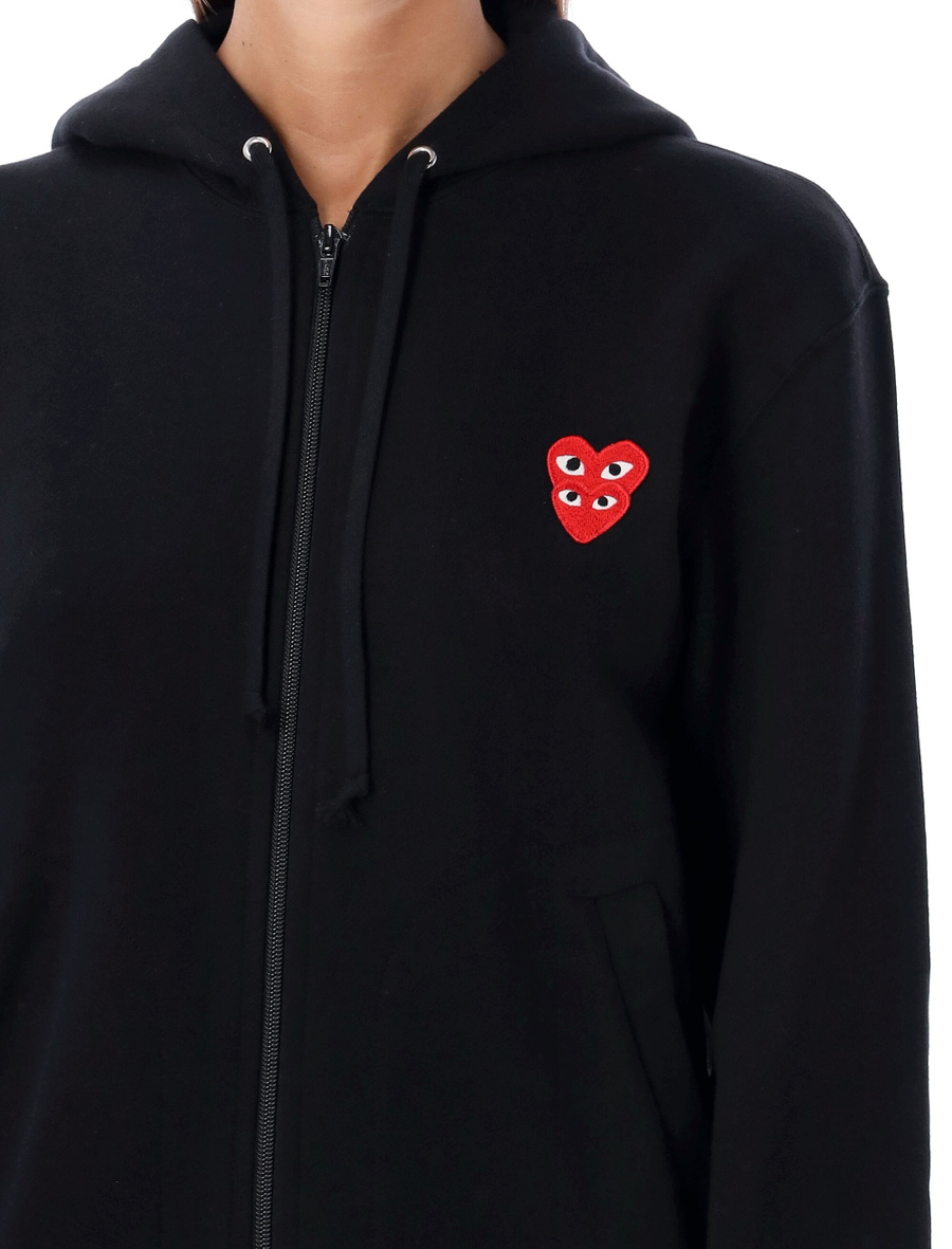 Zipped hoodie with double heart patch - Spazio Pritelli