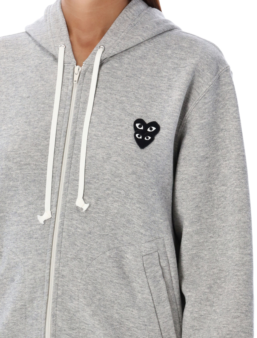 Zipped hoodie with black double-heart patch - Spazio Pritelli