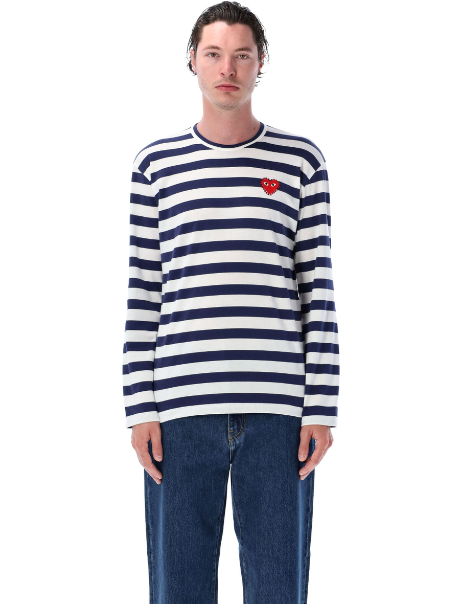 Rhinestones heart striped t-shirt - Spazio Pritelli