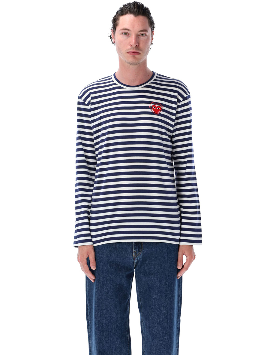 Rhinestones heart striped t-shirt - Spazio Pritelli