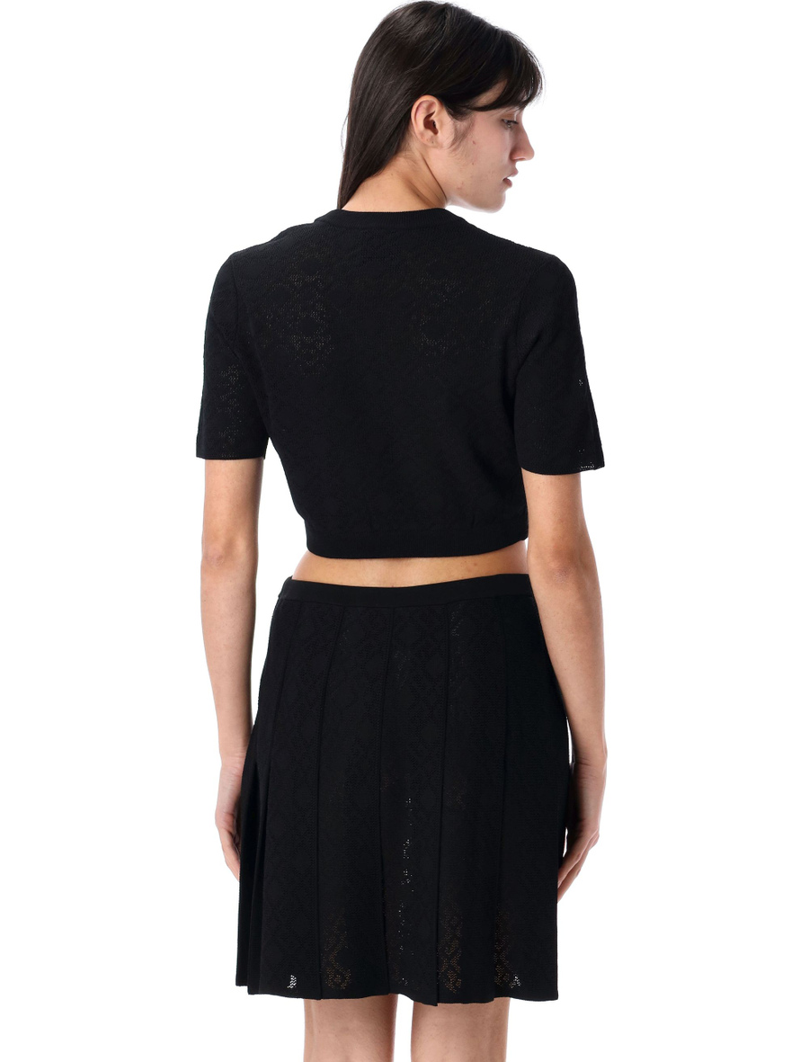 Cropped sweater in monogram 72 jacquard - Spazio Pritelli