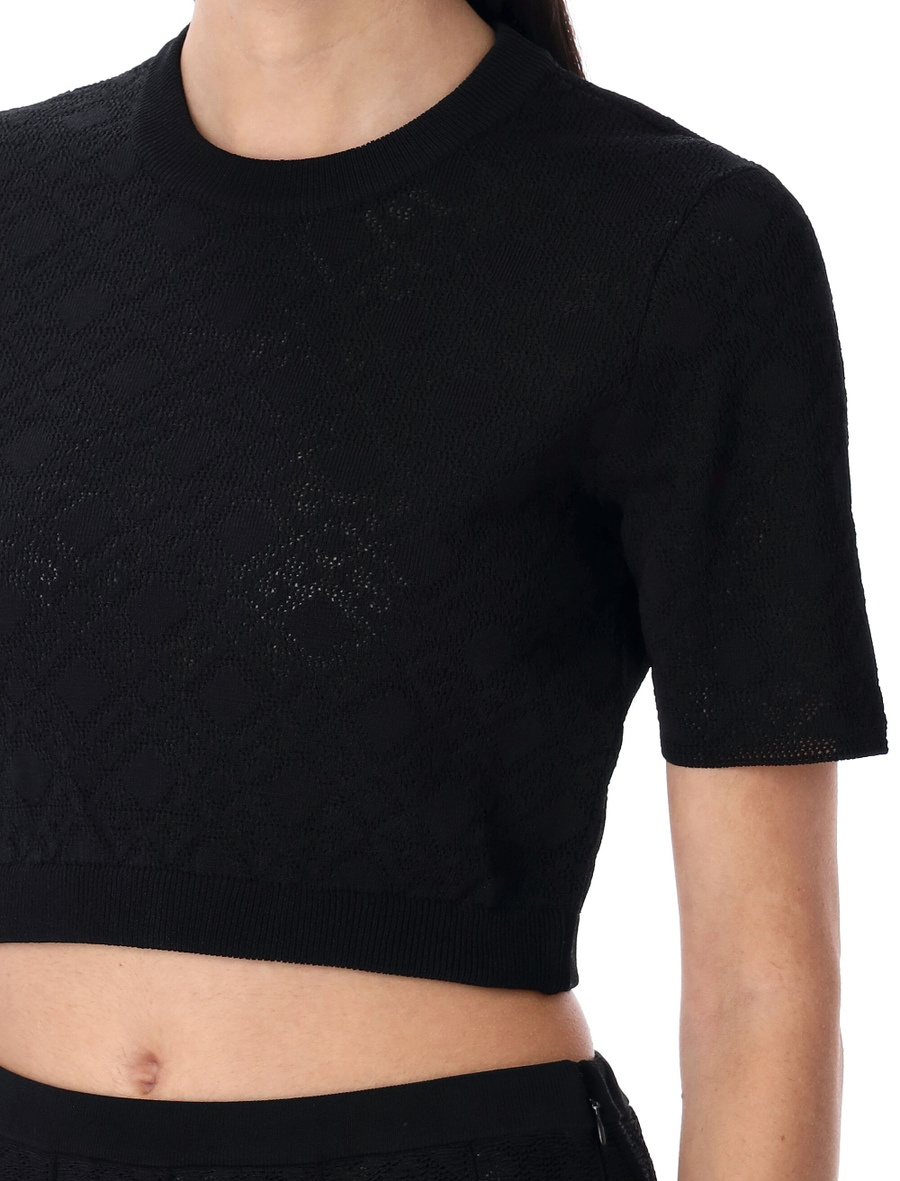 Cropped sweater in monogram 72 jacquard - Spazio Pritelli
