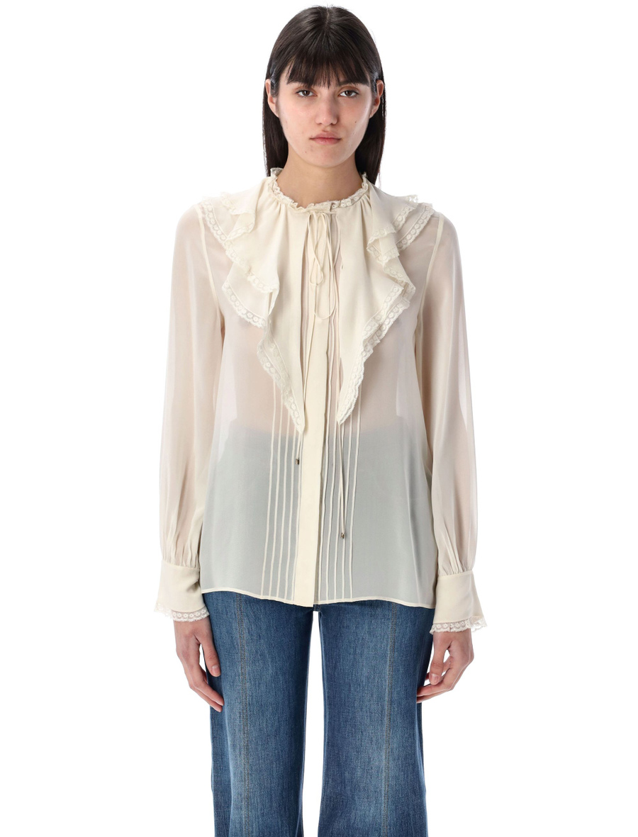 Silk ruffled blouse - Spazio Pritelli