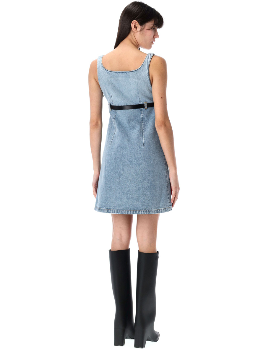 Belted denim mini dress - Spazio Pritelli
