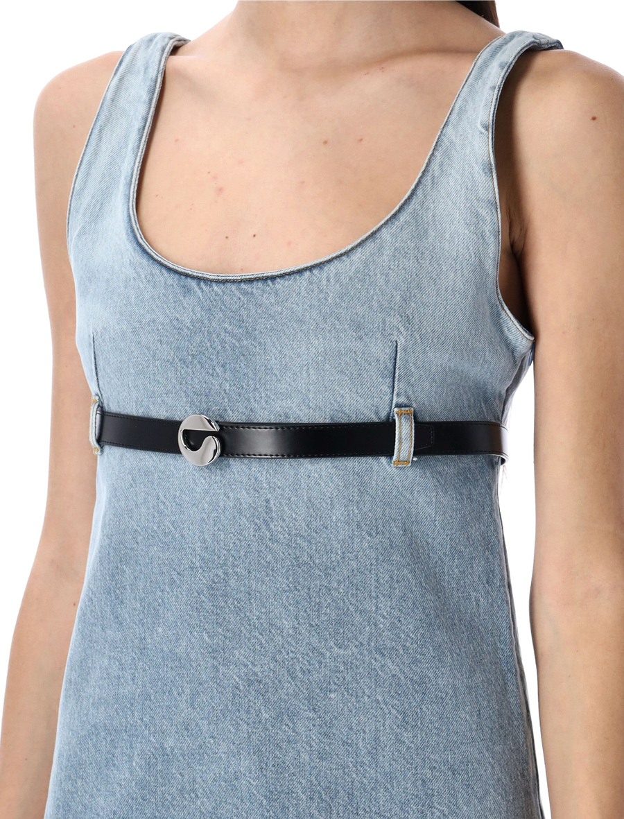 Belted denim mini dress - Spazio Pritelli