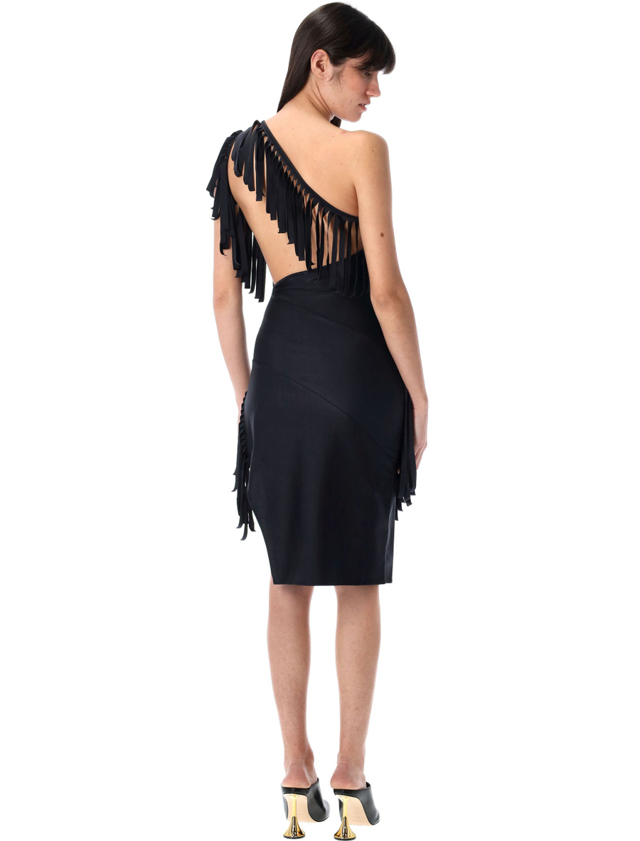 Asymmetric fringed mini dress - Spazio Pritelli
