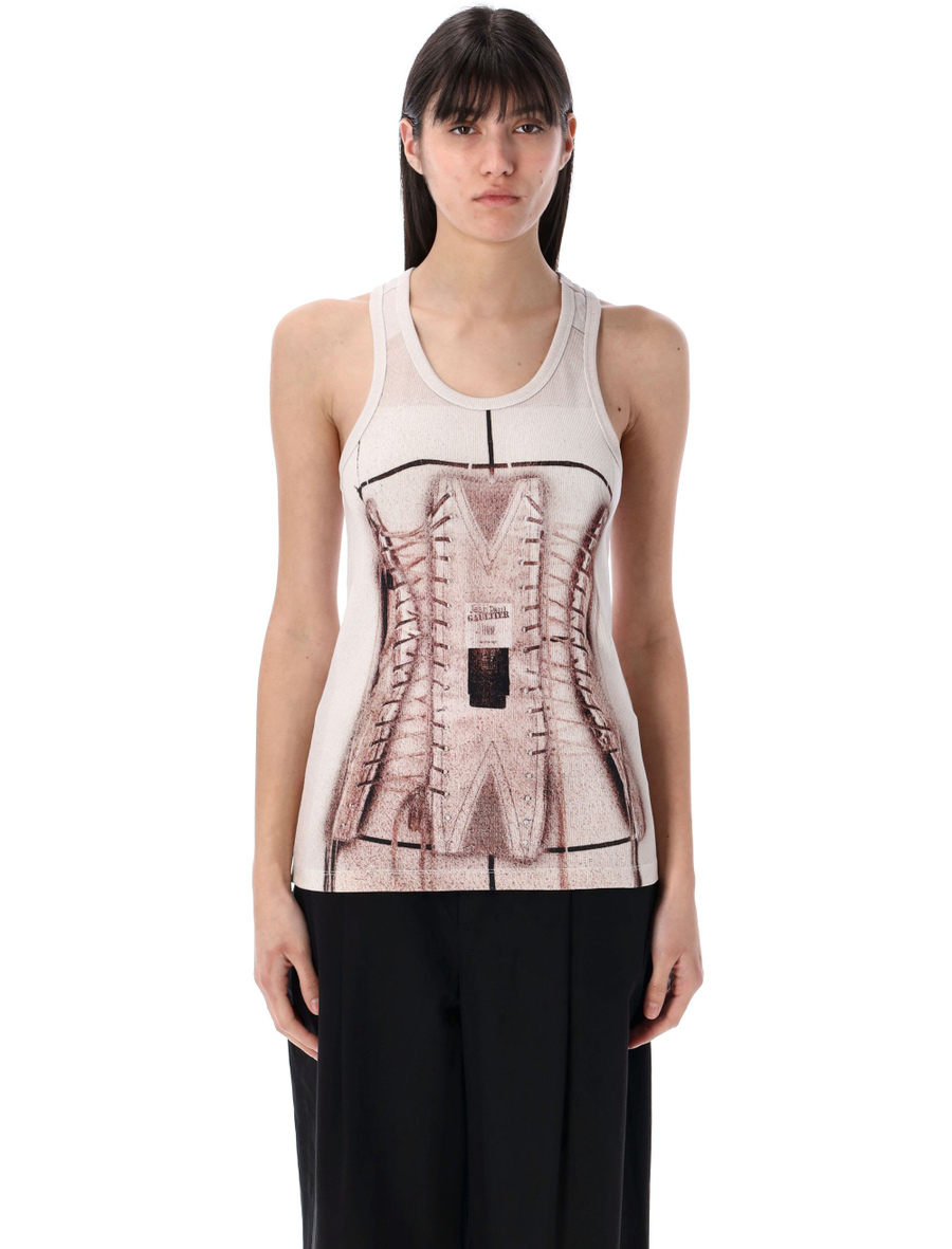 Trompe l'Oil corset tank top - Spazio Pritelli