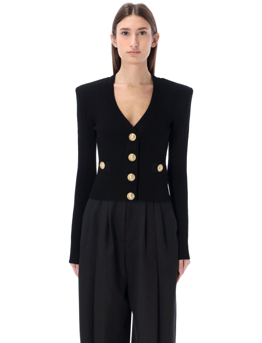 Gold buttons knit cardigan - Spazio Pritelli