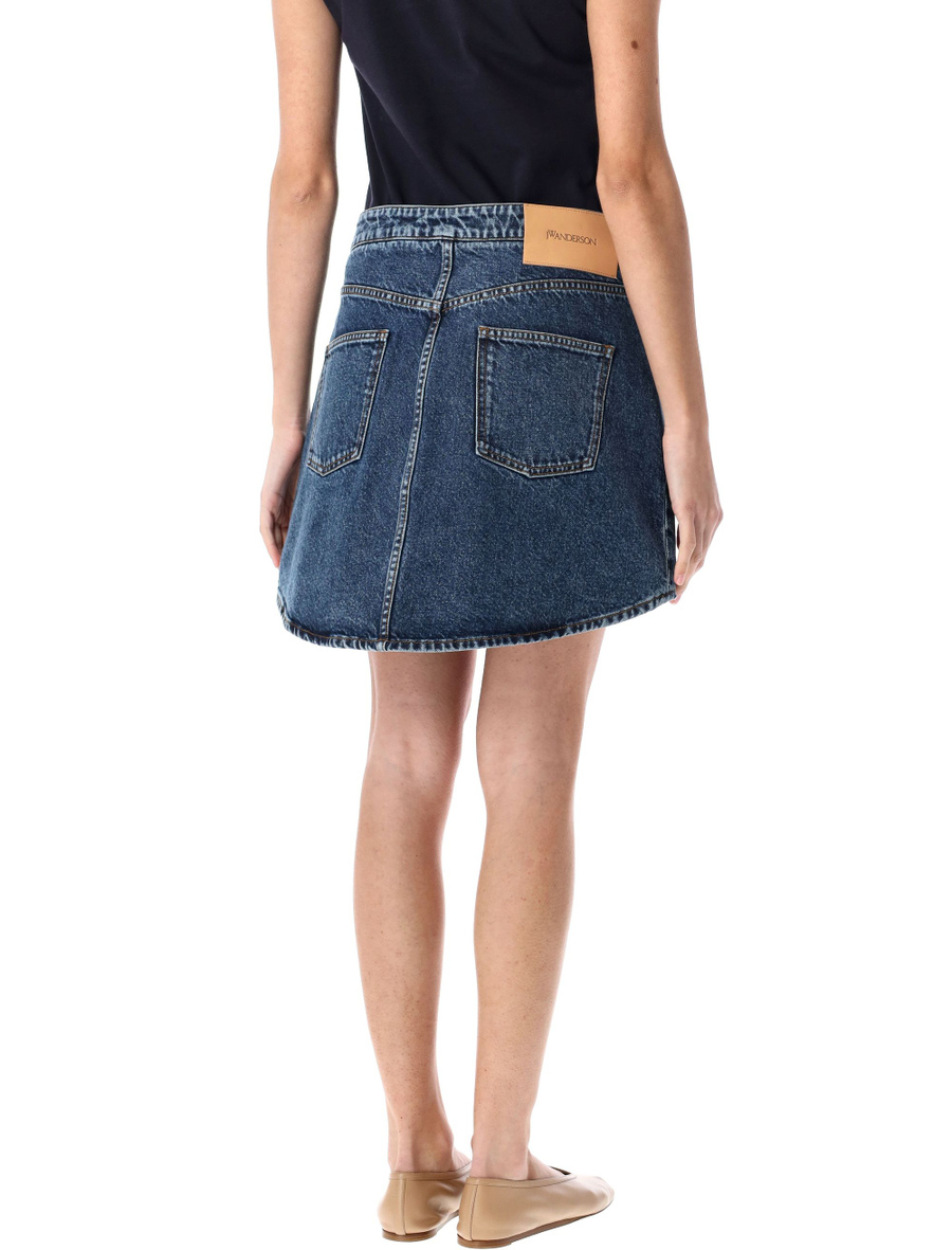 Curved patch pockets mini denim skirt - Spazio Pritelli
