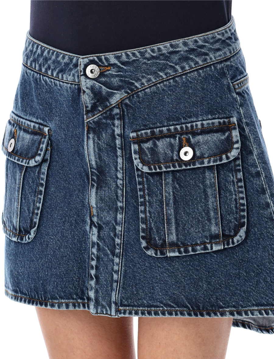 Curved patch pockets mini denim skirt - Spazio Pritelli