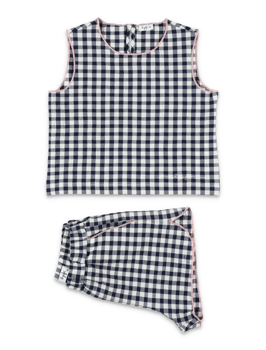 Kid - Gingham check seersucker set - Spazio Pritelli