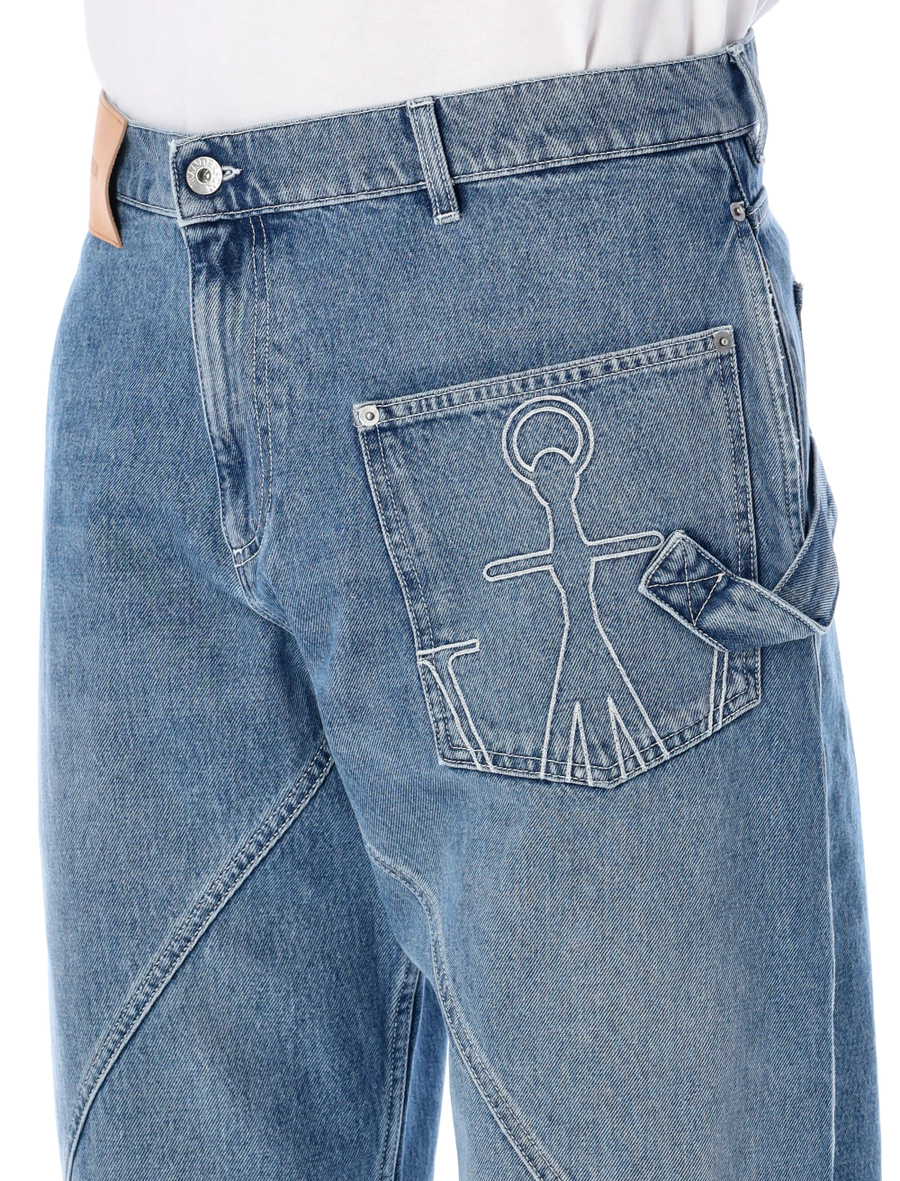 Cotton twisted workwear denim pants - Spazio Pritelli