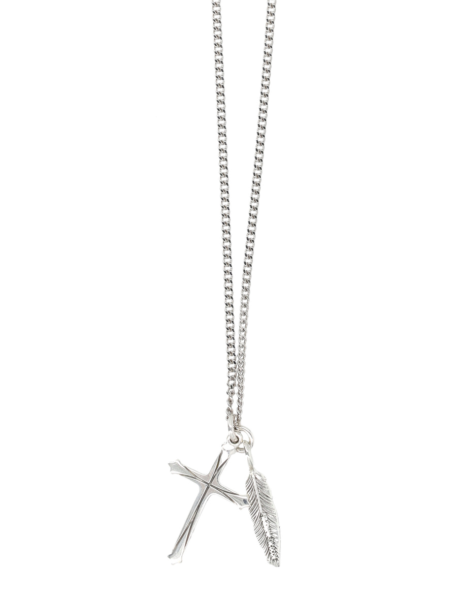 Feather and Cross necklace - Spazio Pritelli