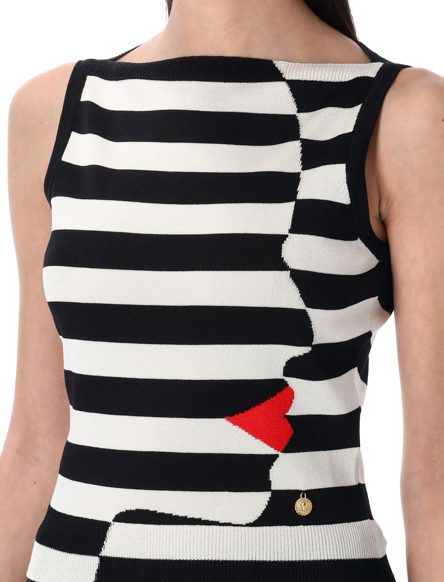 Knit Marinière top with face motif - Spazio Pritelli