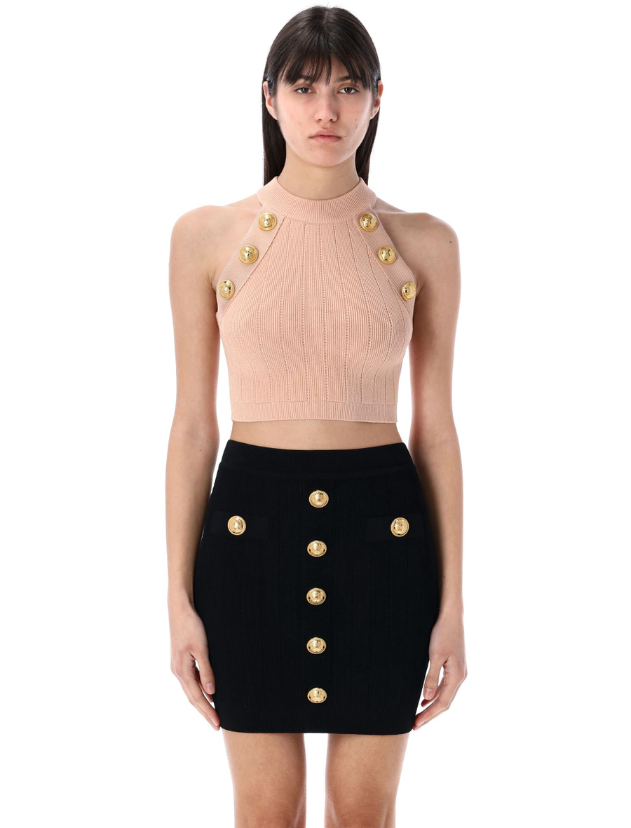 6-button knit halterneck top - Spazio Pritelli