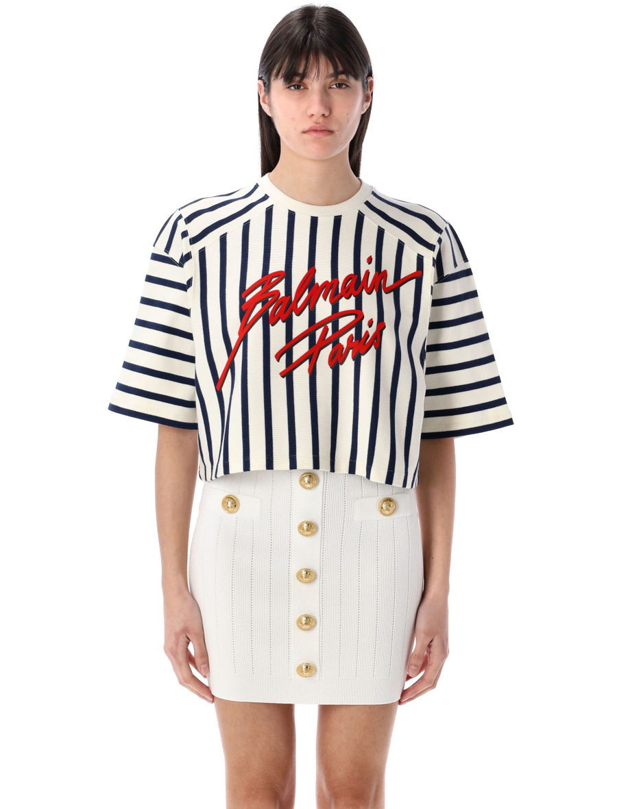 Striped Balmain Baseball top - Spazio Pritelli
