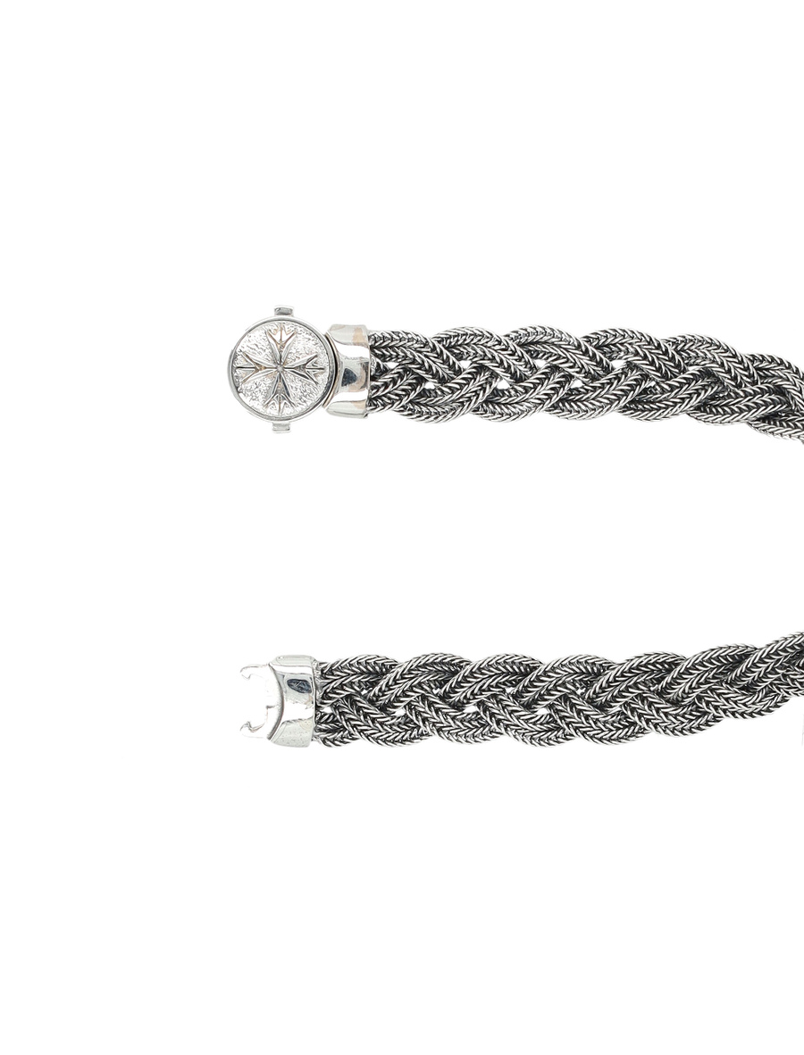 Diamond-cut flat braided bracelet - Spazio Pritelli