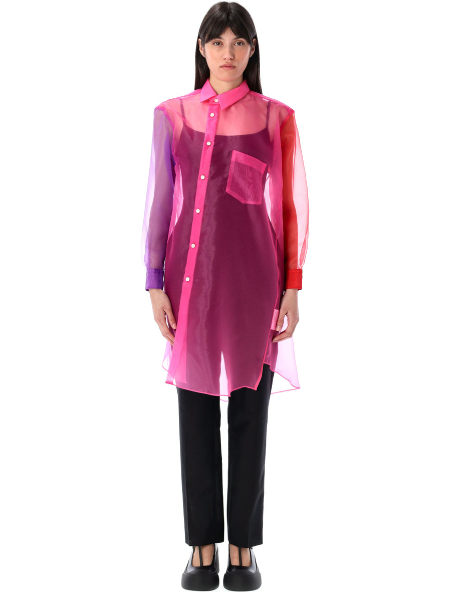 Asymmetric color block organza shirt - Spazio Pritelli