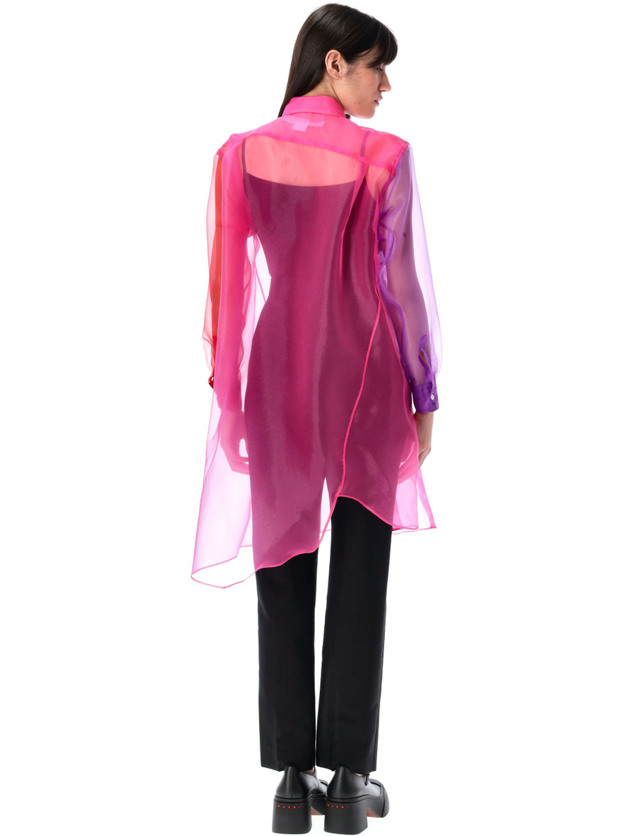 Asymmetric color block organza shirt - Spazio Pritelli