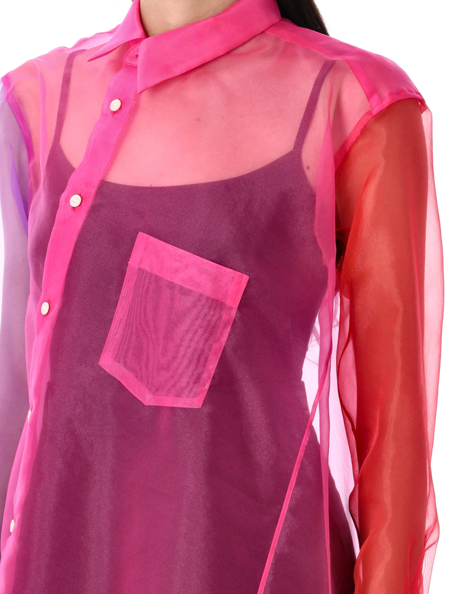 Asymmetric color block organza shirt - Spazio Pritelli