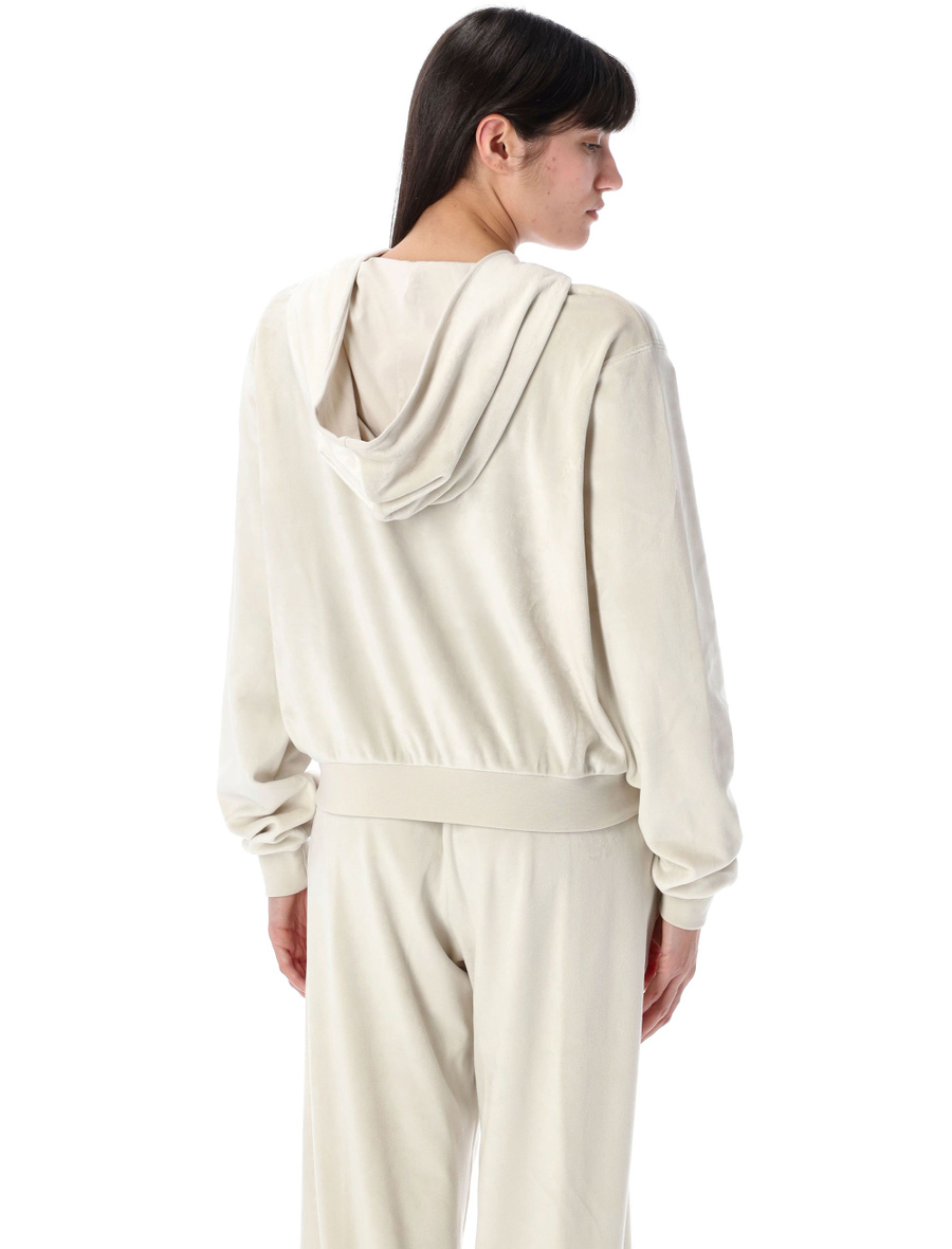 Velour full-zip hoodie - Spazio Pritelli