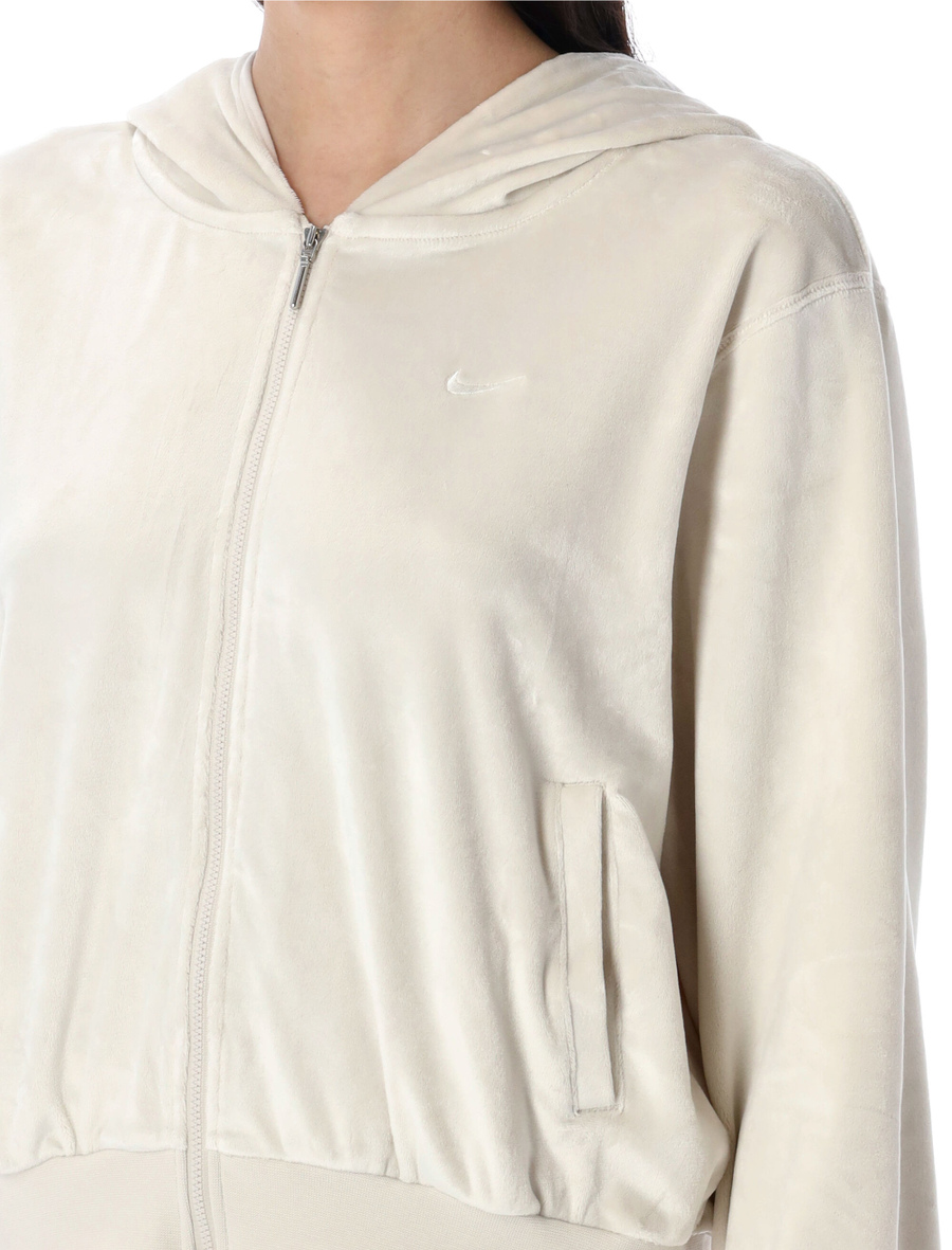 Velour full-zip hoodie - Spazio Pritelli