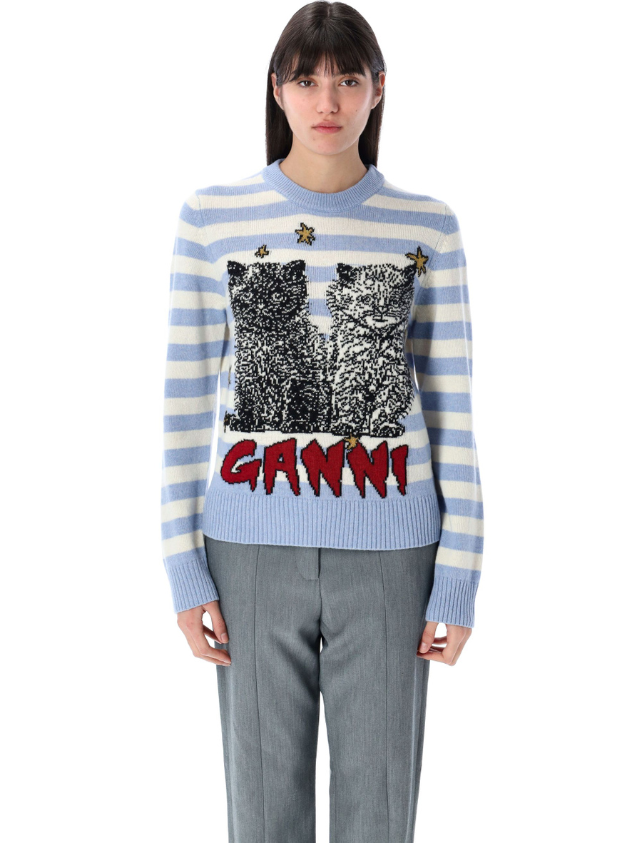 Striped graphic cat jumper - Spazio Pritelli