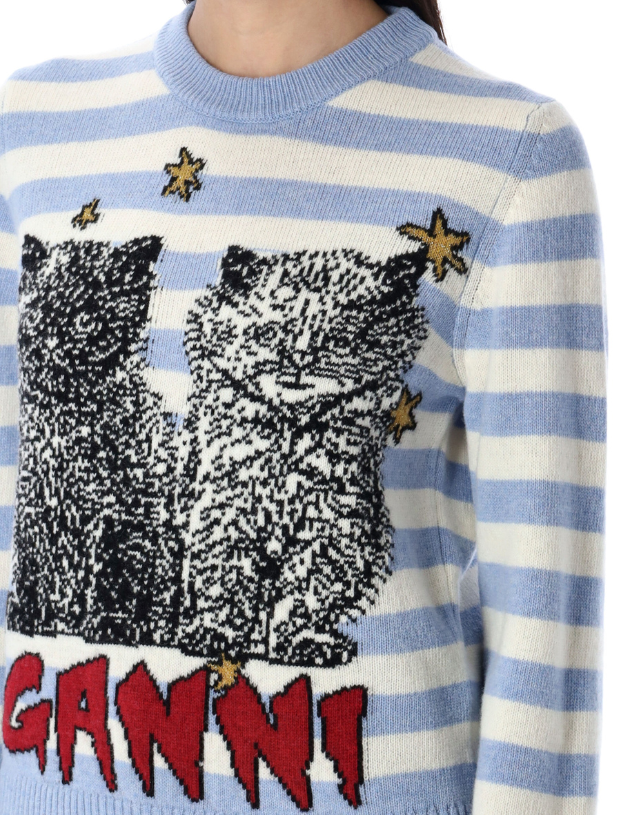 Striped graphic cat jumper - Spazio Pritelli