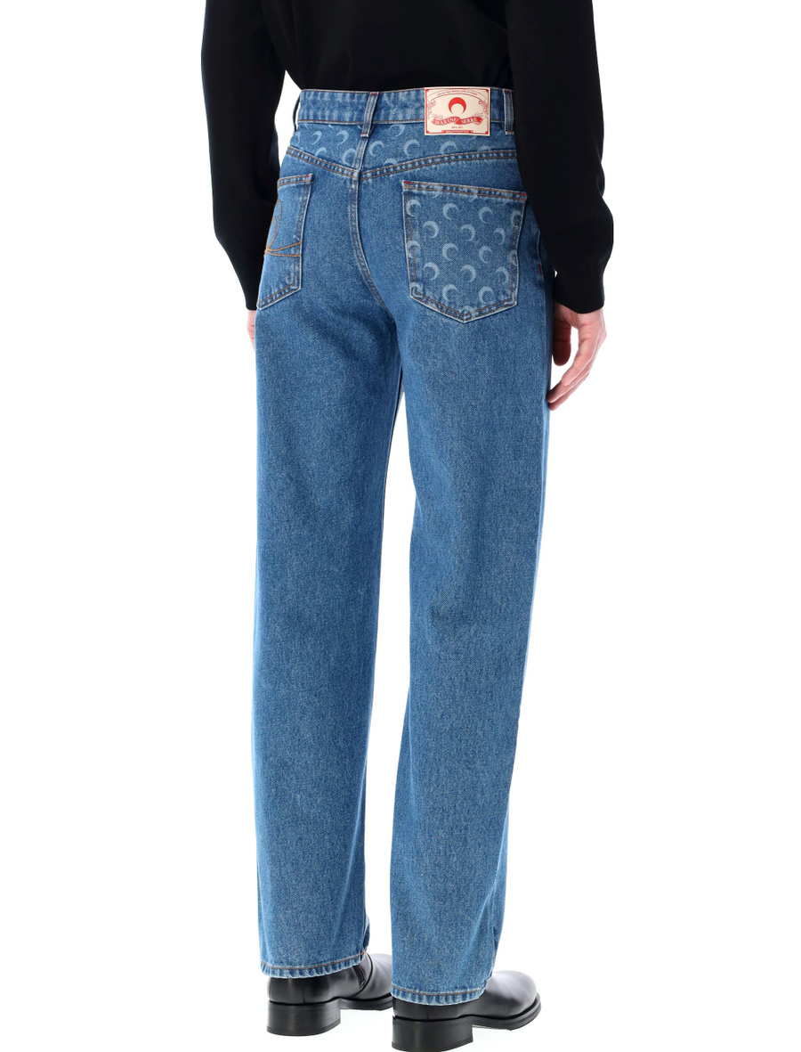 Moon laser denim loose jeans - Spazio Pritelli