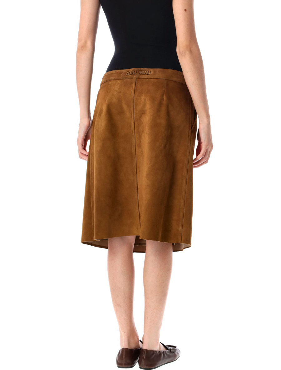 Suede wraparound midi skirt - Spazio Pritelli